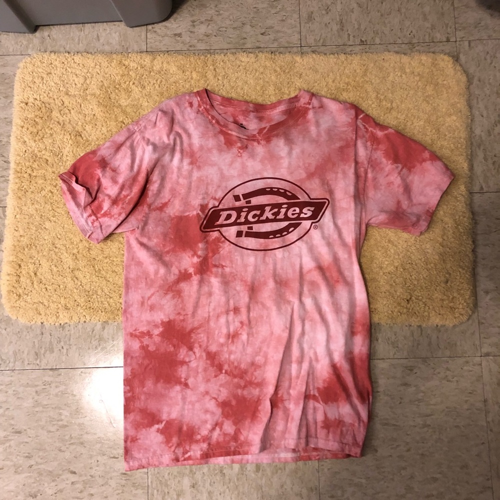 Pink and white tie dye dickies shirt
